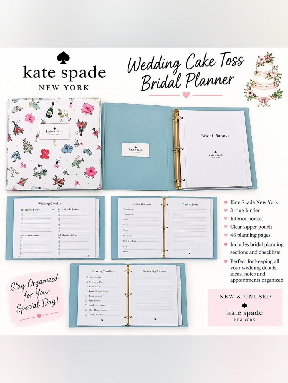 kate spade Bridal Planner in Light Blue with Floral Cover